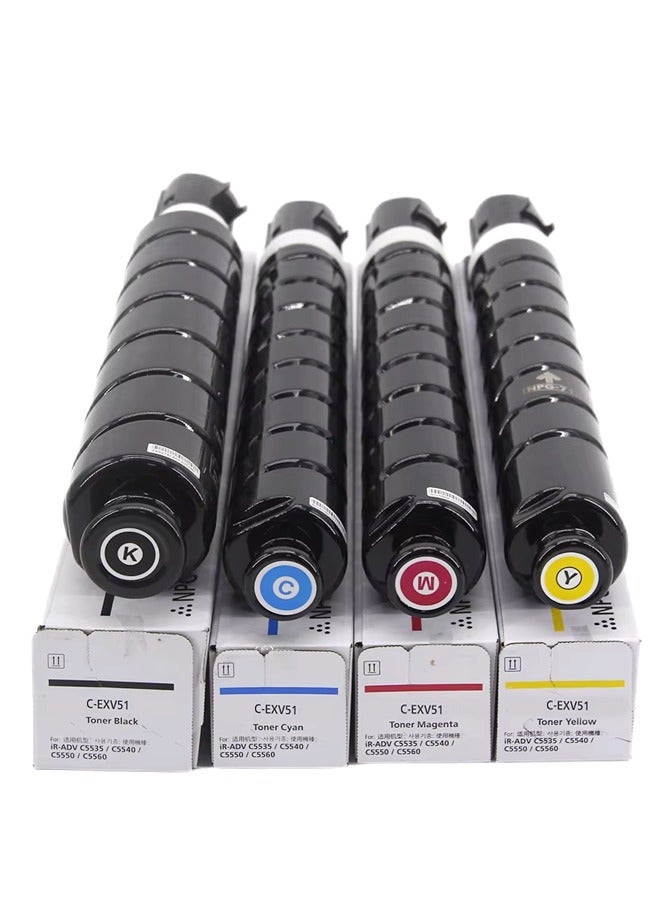 Office Maker C-EXV-51 Full set Compatible Toners for GPR55 C-EXV-51 for Use with  IMAGERUNNER ADVANCE C5535 5535I C5540I C5550I C5560I Printer,4-Pack - Image 1