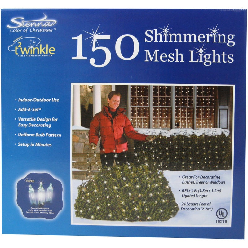 Sienna Twinkle Net Lights - 4x6 Shimmering Mesh 150 Lights - Image 1