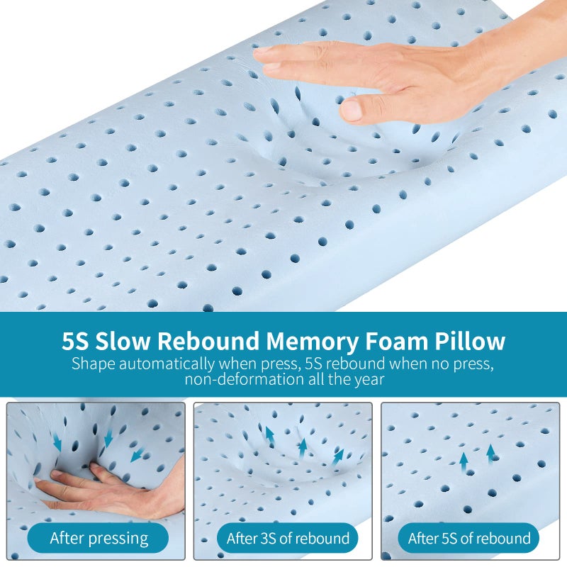 Ylekto Memory Foam Pillows Neck Pillow Bed Pillow for Sleeping Ergonomic Cervical Pillow Orthopedic Contour Pillow for Side Back Stomach Sleeper - Image 4