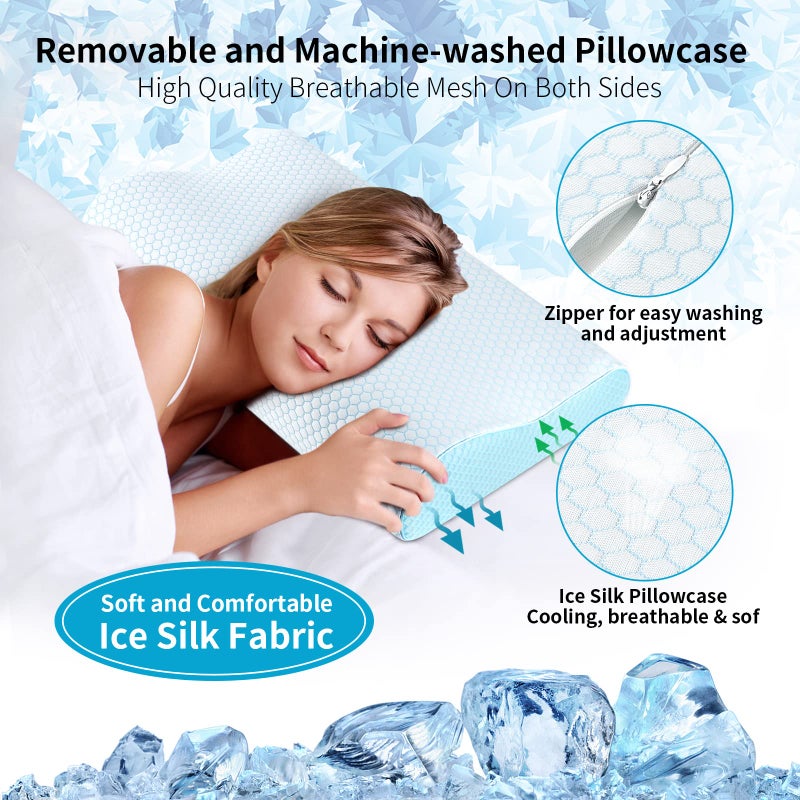 Ylekto Memory Foam Pillows Neck Pillow Bed Pillow for Sleeping Ergonomic Cervical Pillow Orthopedic Contour Pillow for Side Back Stomach Sleeper - Image 2