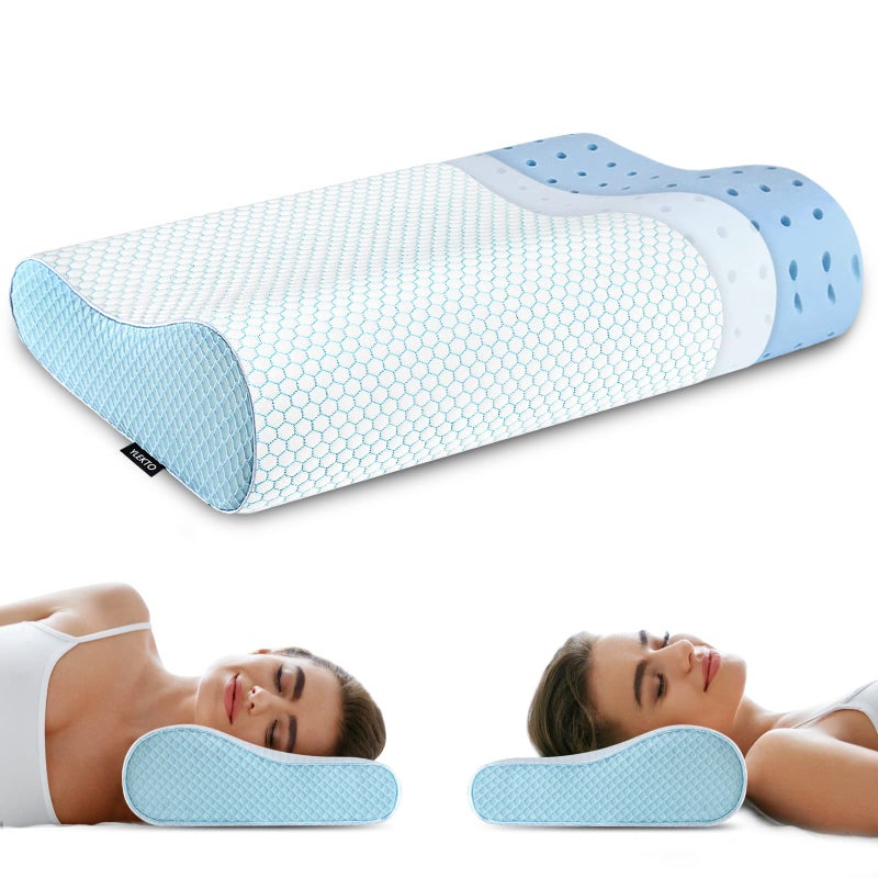Ylekto Memory Foam Pillows Neck Pillow Bed Pillow for Sleeping Ergonomic Cervical Pillow Orthopedic Contour Pillow for Side Back Stomach Sleeper - Image 1