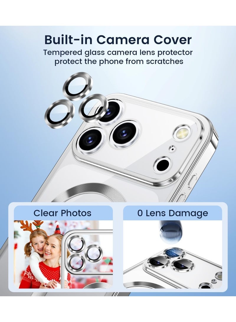 أكاليكس جراب مغناطيسي شفاف لهاتف آيفون 17 برو ماكس، متوافق مع ماج سيف، مزود بواقي عدسة كاميرا مدمج، غطاء هاتف ناعم ونحيف لهاتف آيفون 17 برو ماكس | تيتانيوم طبيعي - Image 4