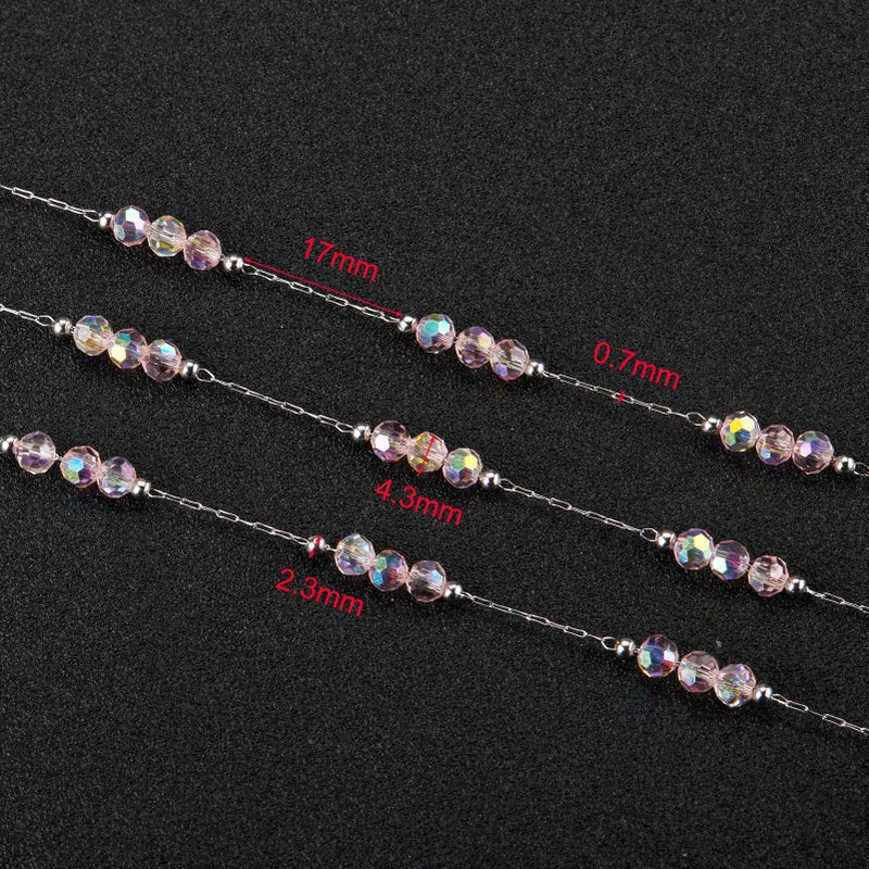 UMAOKANG 13 Feet Pink Crystal Chain for Jewelry Making Stainless Steel Bulk Chains on Spool - Image 3