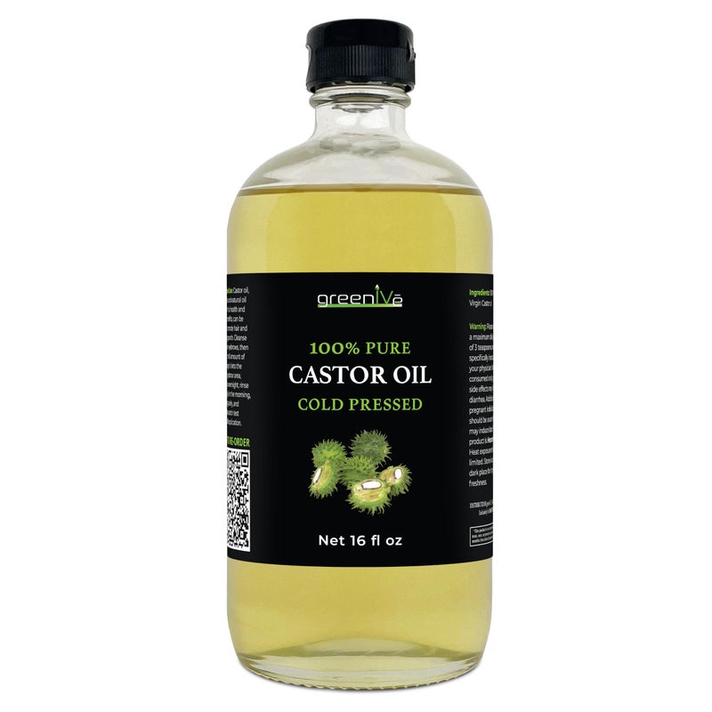 GreenIVe 100% Pure Glass Castor Oil - Cold Pressed - Hexane Free - Exclusively on Amazon (16 oz) - Image 2