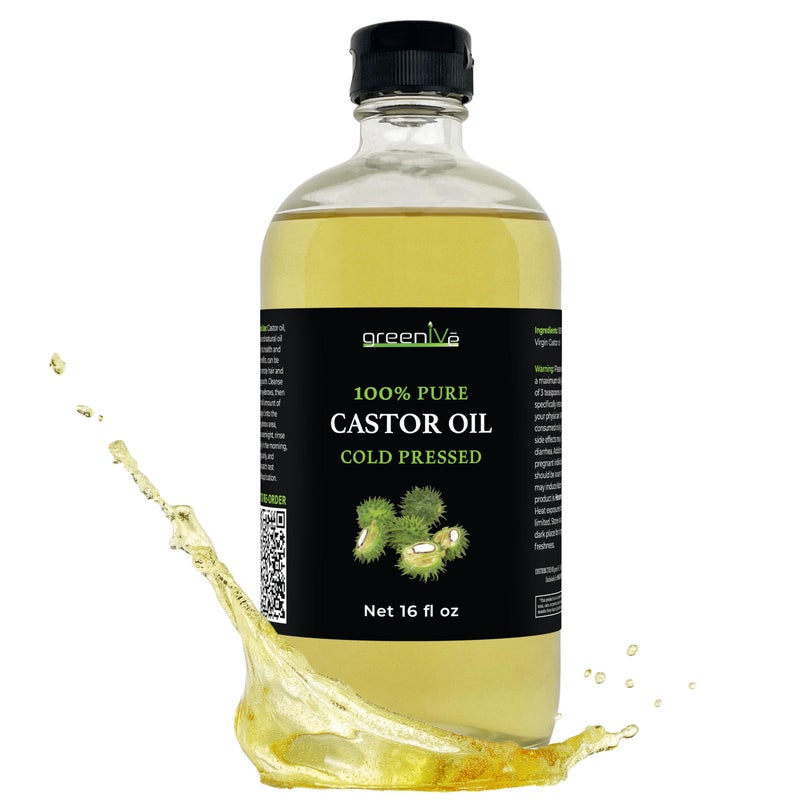 GreenIVe 100% Pure Glass Castor Oil - Cold Pressed - Hexane Free - Exclusively on Amazon (16 oz) - Image 1