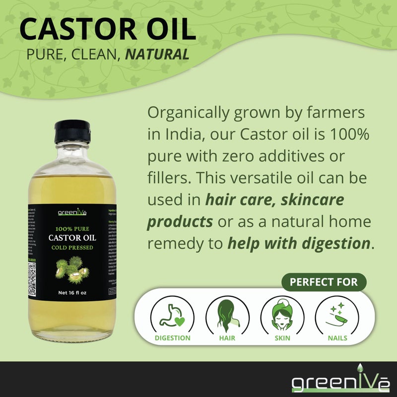 GreenIVe 100% Pure Glass Castor Oil - Cold Pressed - Hexane Free - Exclusively on Amazon (16 oz) - Image 5
