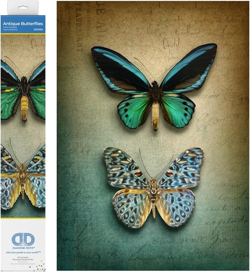DIAMOND DOTZ Painting, Intermediate Kit, DD9, Antique Butterflies, 37 x 51.5cm