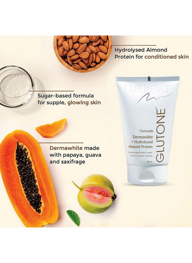 GLUTONE - Face Wash| Glow & Radiance Face Wash| With Saxifrage, Papaya & Guava Extract| Enriched Hydrolyzed Almond Protein| Sugar-Based Formula| 100Ml - Image 1