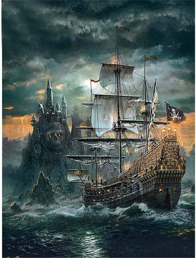 Nichpedr 1000 Pieces Jigsaw Puzzles for Adults Teens Pirates Sailboats Fun Game Props Educational Toys Decompressing Intellectual Puzzles Gift for Easter Hallowen Christmas Birthday - Image 3