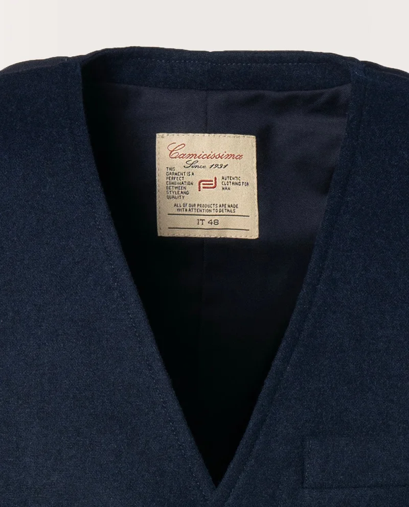 كاميتشسما Solid blue wool blend tailored vest