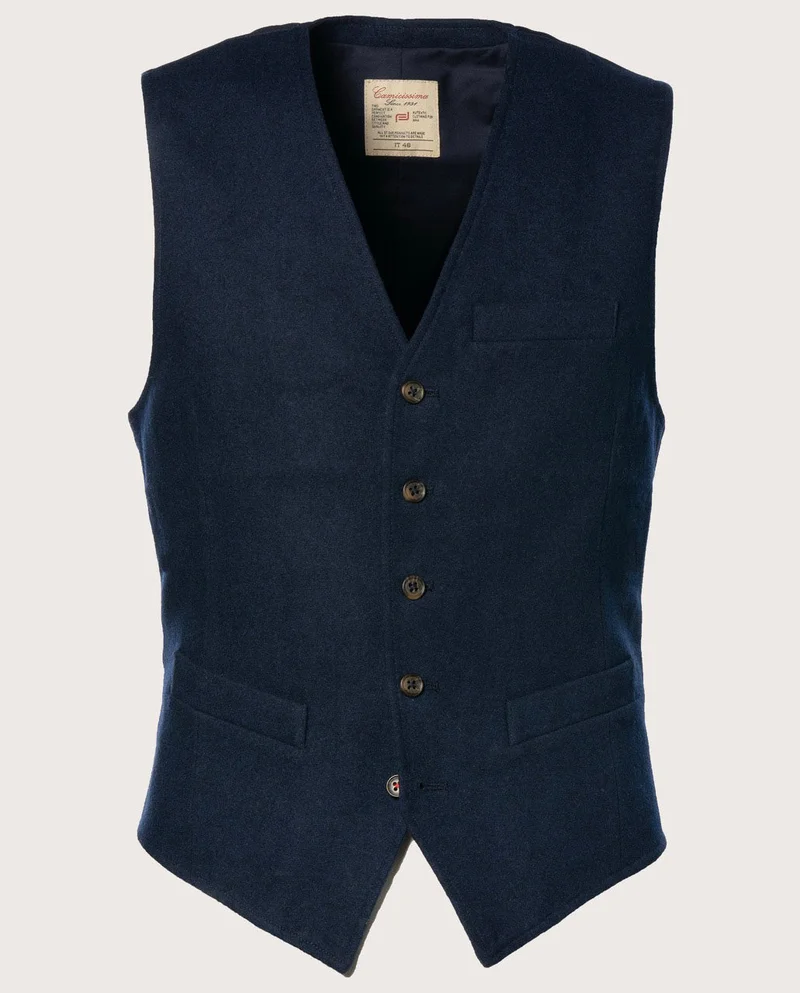 كاميتشسما Solid blue wool blend tailored vest