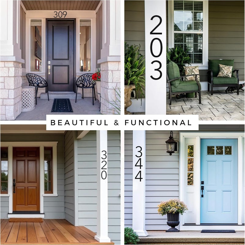 Discovered Designs 6" (5) Modern Address House Numbers for Outside - Easy to Install 3D Matte Black Acrylic Individual Numbers for Address on House, Weatherproof No Rust, Made in USA, Includes 2 - 3/4" Screws, Door Mailbox Number Home Address Number - Image 3