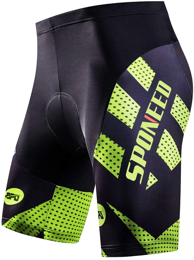 sponeed Bicycle Shorts for Men with Padding Biker Wear Road Bike Riding Tights Bicycling Pants US L Green