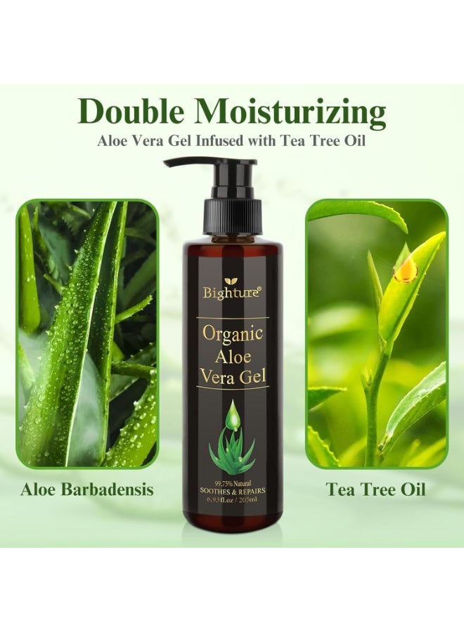 Bighture Aloe Vera Gel Infused with Tea Tree Oil for Skin Hydrating, Repair Skin, Organic Aloe Vera Gel Extract from Fresh Pure Aloe Vera for Sunburn Relief, Hair, Razor- 6.76 Fl Oz  - Image 4