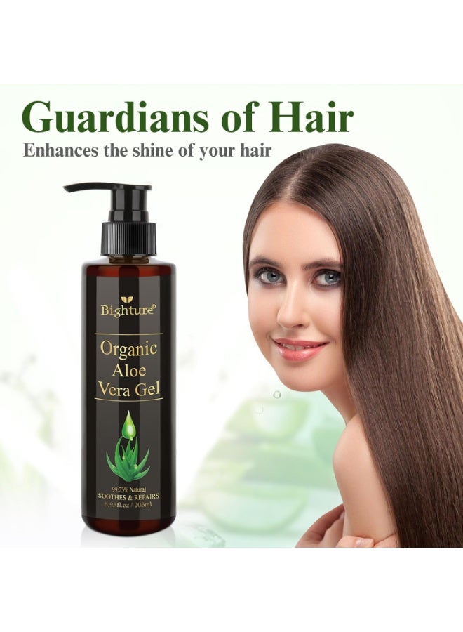 Bighture Aloe Vera Gel Infused with Tea Tree Oil for Skin Hydrating, Repair Skin, Organic Aloe Vera Gel Extract from Fresh Pure Aloe Vera for Sunburn Relief, Hair, Razor- 6.76 Fl Oz  - Image 3