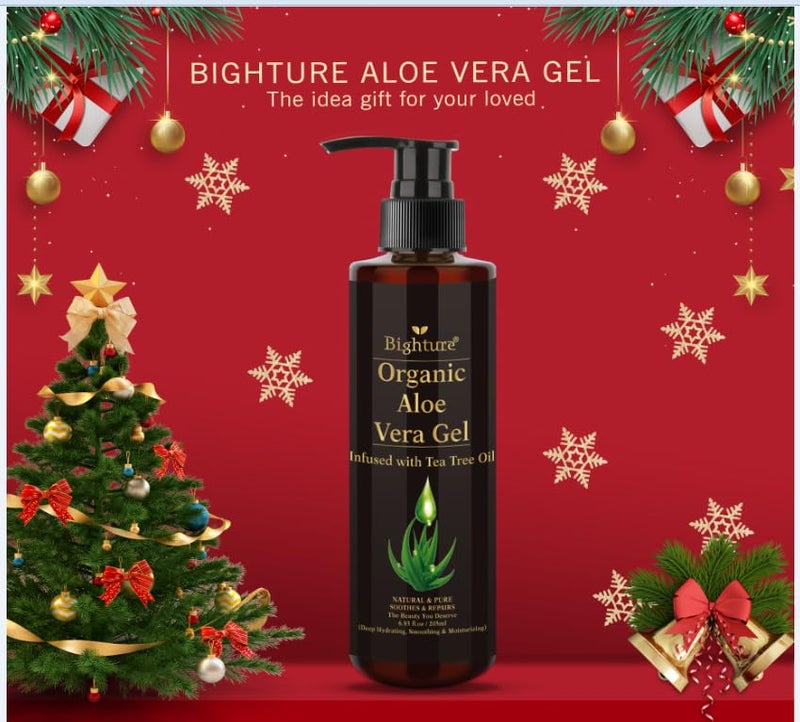 Bighture Aloe Vera Gel Infused with Tea Tree Oil for Skin Hydrating, Repair Skin, Aloe Vera Gel Extract from Fresh Pure Aloe Vera for Sunburn Relief, Hair, Razor- 6.76 Fl Oz - Image 2