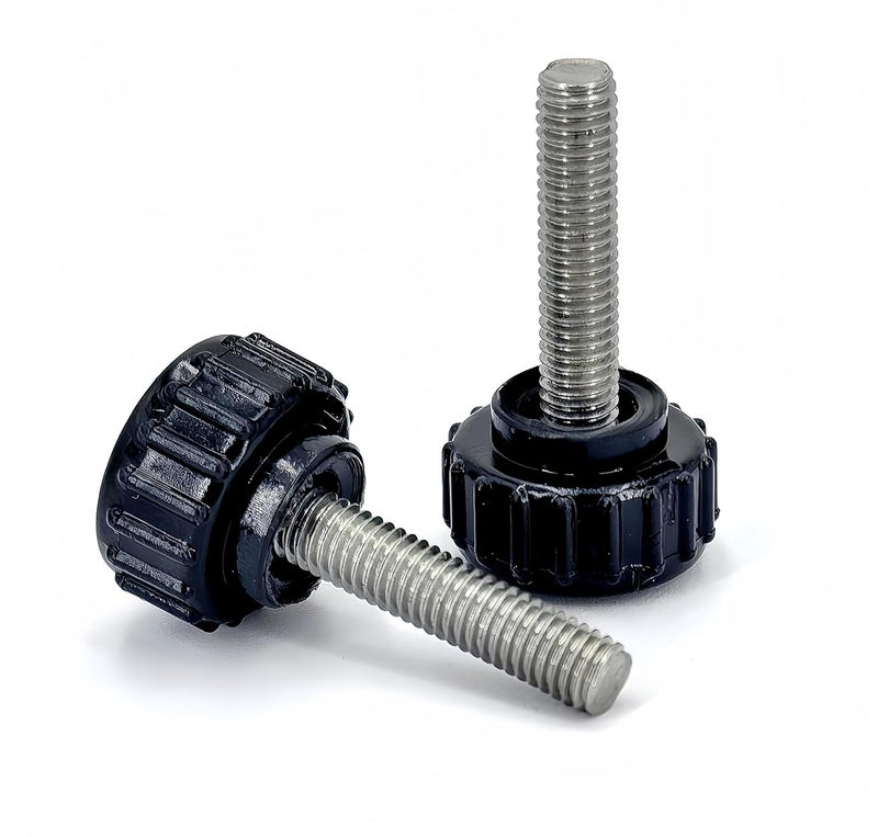 heyday M5x20mm 304 Stainless Steel Threaded Knurled Thumbscrew Screw on Knobs Grips Black Round Clamping Screw, Black(20 Pcs) - Image 1