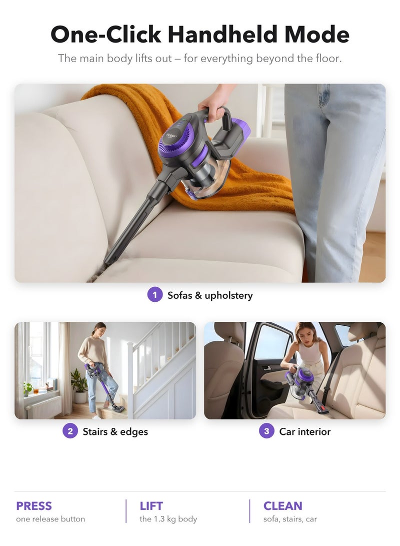 Yaber Home, L10, 1.3kg Cordless Vacuum Cleaner, Lightweight Stick Vacuum with All-Floor Multi-Surface Brush, LED Dust Lights, Telescopic Wand and Self-Standing Design for Home, Stairs and Car - Image 4