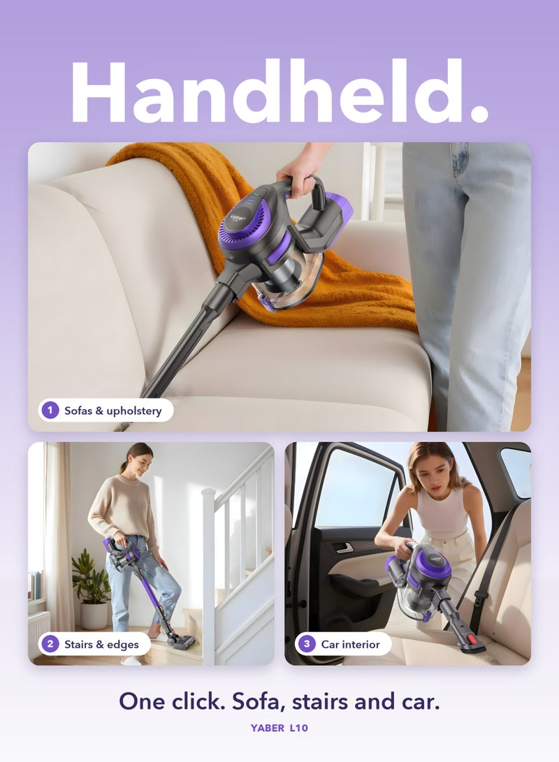 Yaber Home, L10, 1.3kg Cordless Vacuum Cleaner, Lightweight Stick Vacuum with All-Floor Multi-Surface Brush, LED Dust Lights, Telescopic Wand and Self-Standing Design for Home, Stairs and Car - Image 5