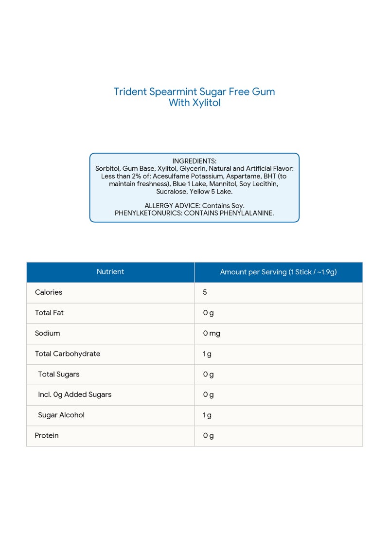 Trident علكة نعناع خالية من السكر مع زيلتول - Image 2