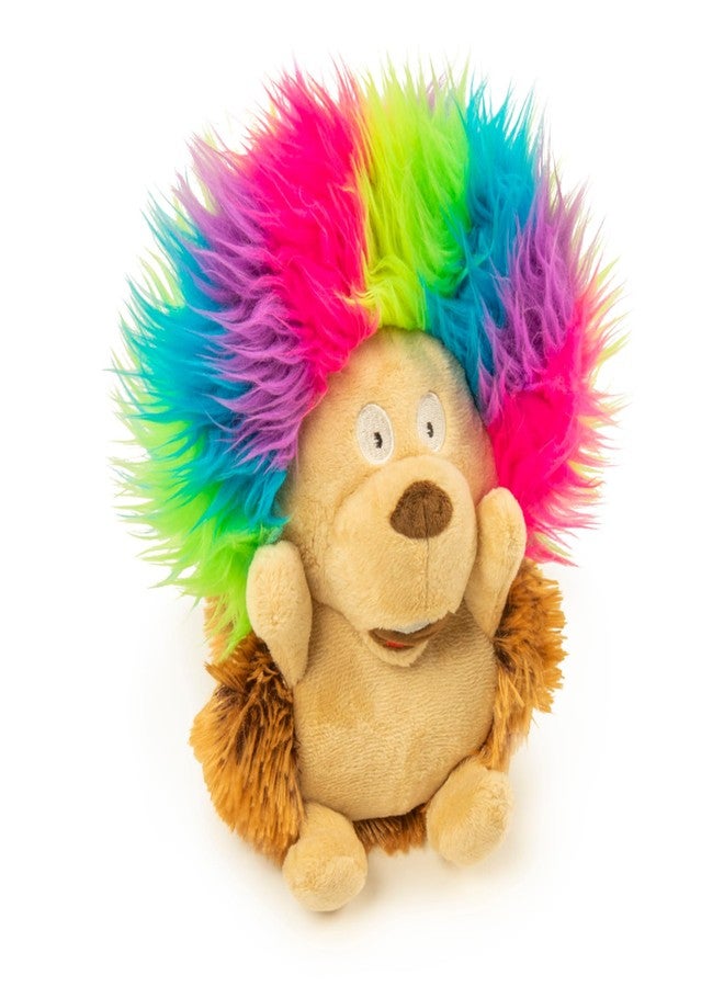 goDog Silent Squeak Crazy Hair Hedgehog Ultrasonic Squeaker Plush Pet Toy for Dogs & Cats, Soft & Plush, Tough & Chew Resistant, Reinforced Seams - Brown, Large - Image 1