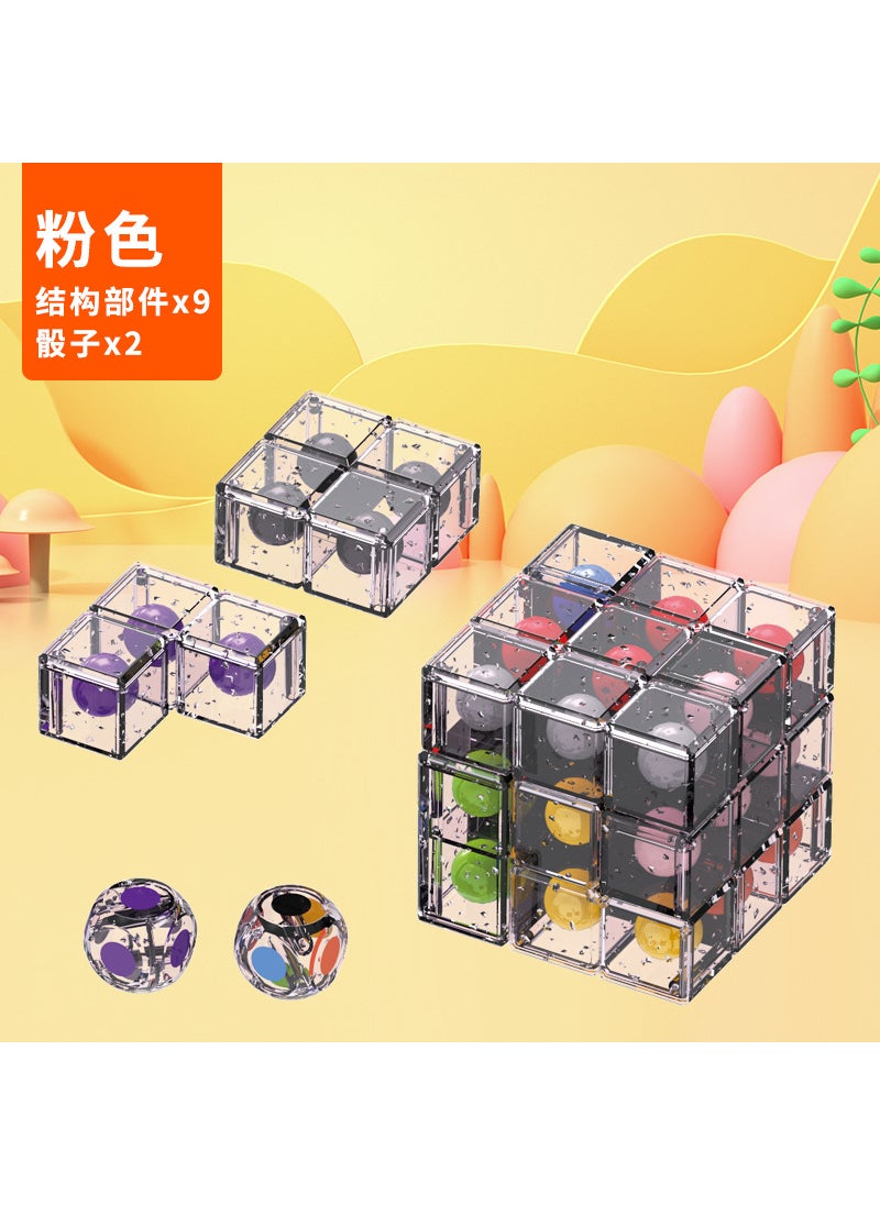 Fidget Cube Spinner Six-Sided Stress Relief Toy Flip bucket gyro cube-pink