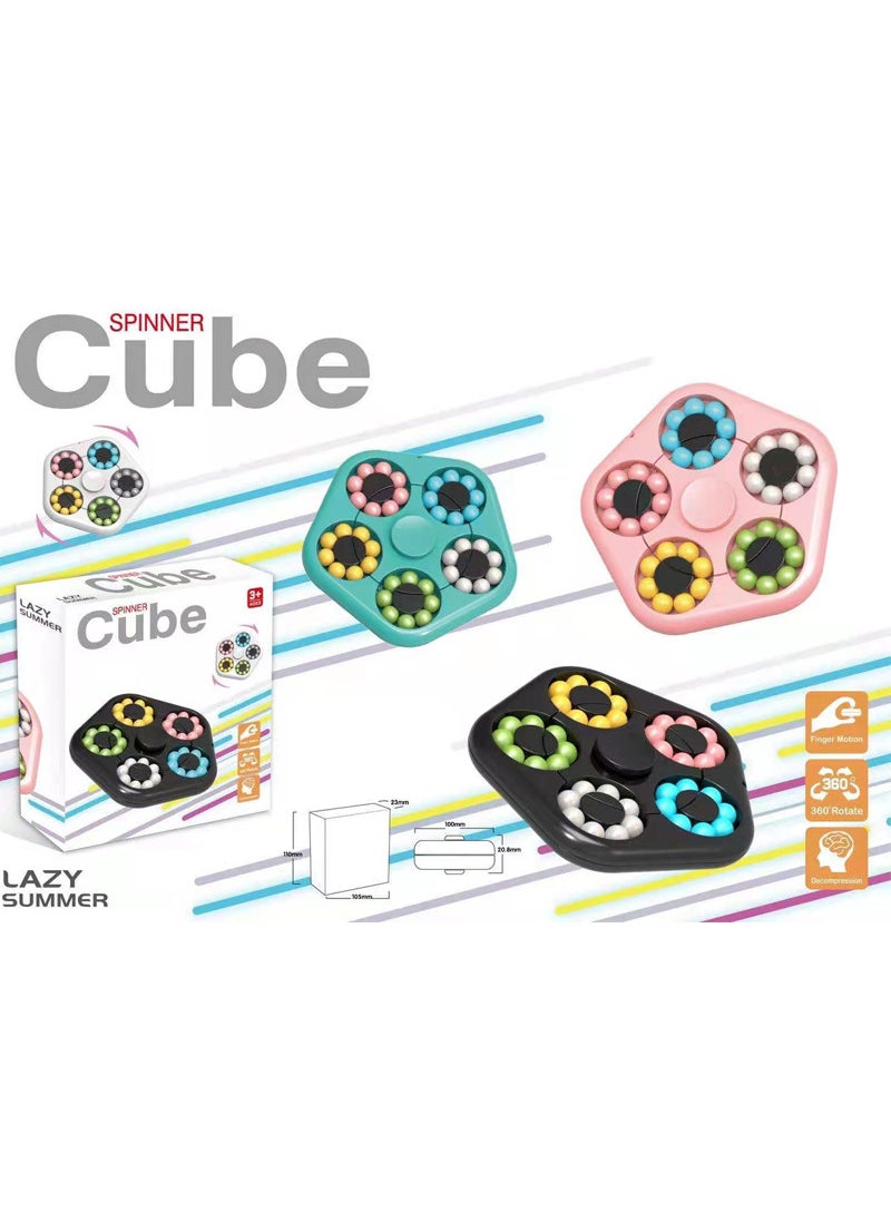Fidget Cube Spinner Six-Sided Stress Relief Toy Flip bucket gyro cube-pink