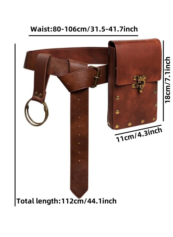 ILovhaprty Brown Viking dress-up Belt Pouch Waist Bag, Medieval Bag, Leather Belt Renaissance, Cosplay Costume Accessories  - Image 3