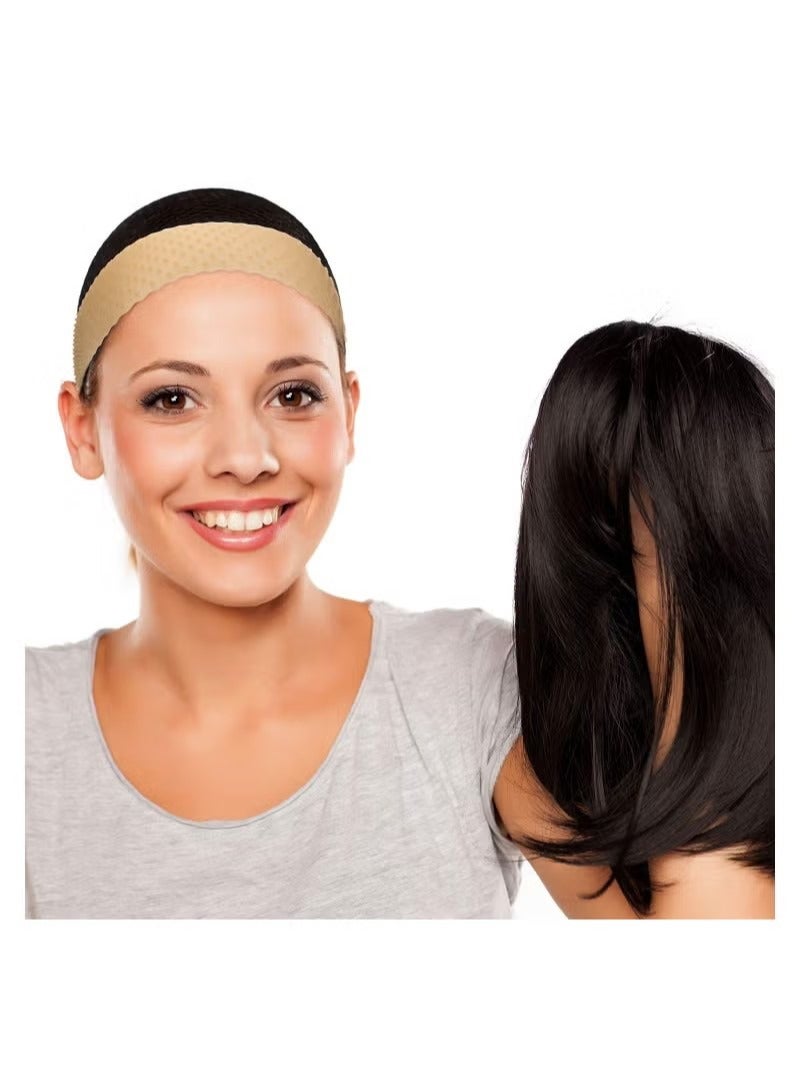 2 Pieces Silicone Grip Wig Band Adjustable Silicone Wig Headband Fix Non Slip Wig Bands Seamless Wig Band Wig Grip Band Strong Holder for Men Women Sports Yoga (Light Brown)  - Image 4