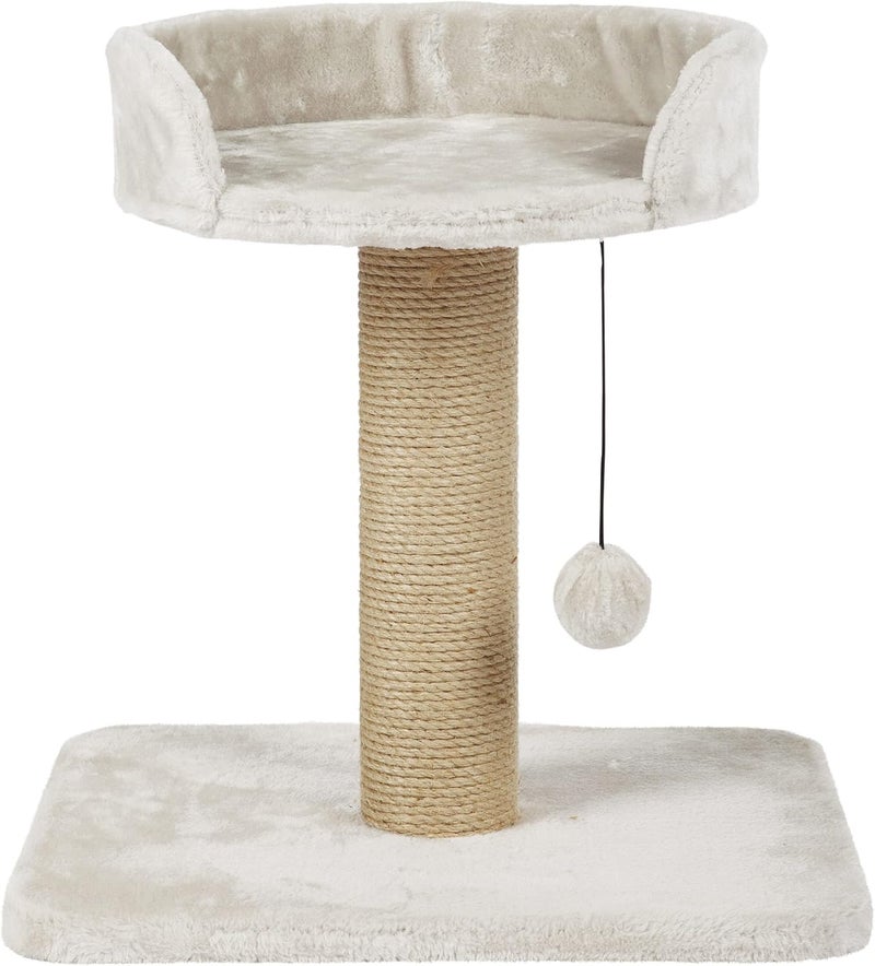 TRIXIE Mica Cat Scratching Post 181 Inch  Cat Scratcher with Soft Fabric Covering Base and Durable Sisal Rope  with Padded Platform  Dangling Cat Toy  in Greige - Image 1