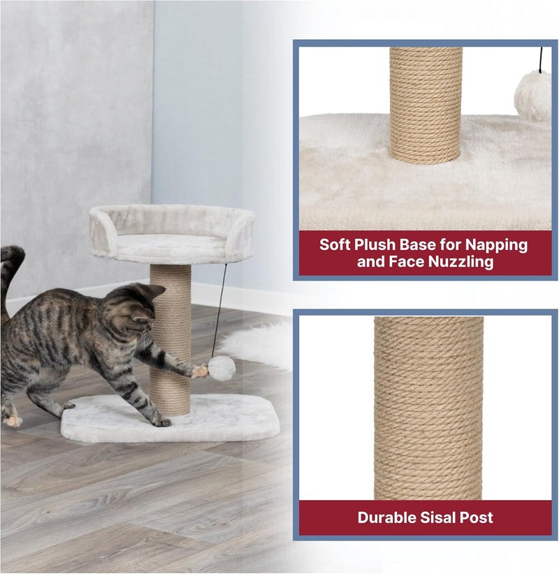 TRIXIE Mica Cat Scratching Post 181 Inch  Cat Scratcher with Soft Fabric Covering Base and Durable Sisal Rope  with Padded Platform  Dangling Cat Toy  in Greige - Image 5