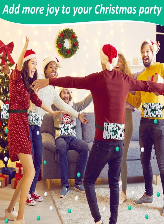 مجموعة ألعاب حفلات عيد الميلاد من شايوين، تتضمن 4 صناديق هزازة مزودة بـ 4 أحزمة، و80 كرة، مناسبة للعب في حفلات عيد الميلاد العائلية الداخلية والخارجية (أشجار، أخضر، أبيض). - Image 4