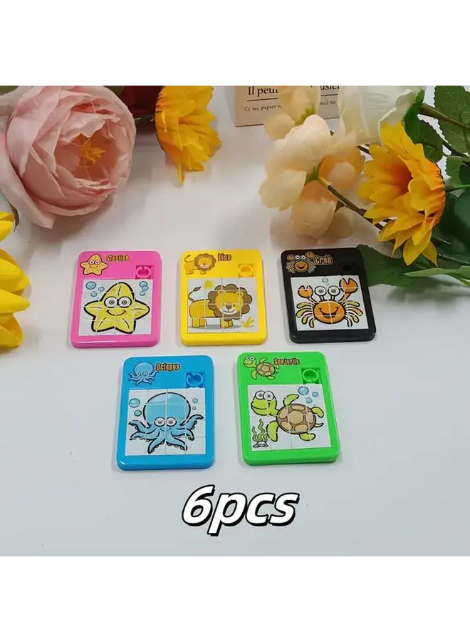 6Pcs Cartoon Animal Sliding Puzzle 16 Grid Maze Educational Toy For Kids - Image 1
