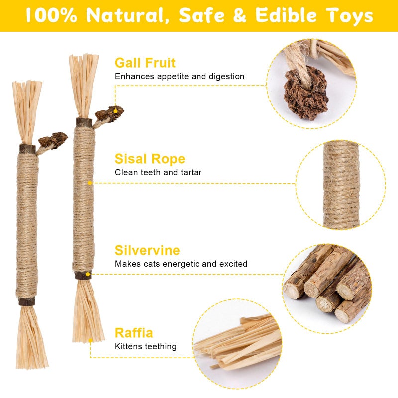Okxiri 9 Pack Silvervine Sticks for Cats, Natural Cat Chew Stick Cat Toys Set, Matatabi Dental Care Cat Treat for Indoor Cats/Kittens Dental Care Teeth Cleaning/Play - Image 3