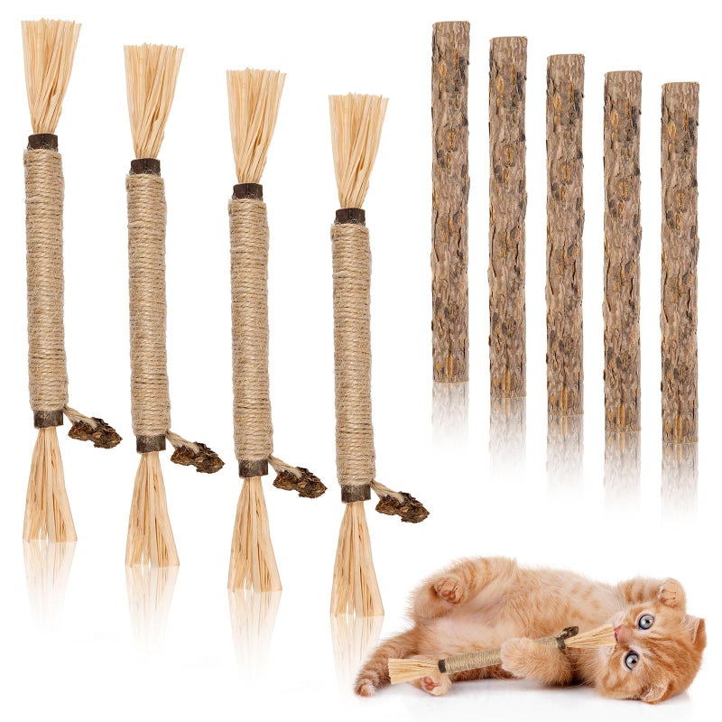 Okxiri 9 Pack Silvervine Sticks for Cats, Natural Cat Chew Stick Cat Toys Set, Matatabi Dental Care Cat Treat for Indoor Cats/Kittens Dental Care Teeth Cleaning/Play - Image 1