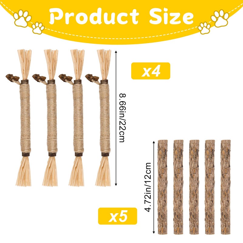 Okxiri 9 Pack Silvervine Sticks for Cats, Natural Cat Chew Stick Cat Toys Set, Matatabi Dental Care Cat Treat for Indoor Cats/Kittens Dental Care Teeth Cleaning/Play - Image 2