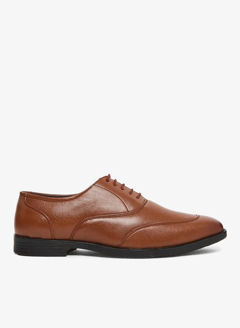 Styli Men Brown Leather Oxford Shoes
