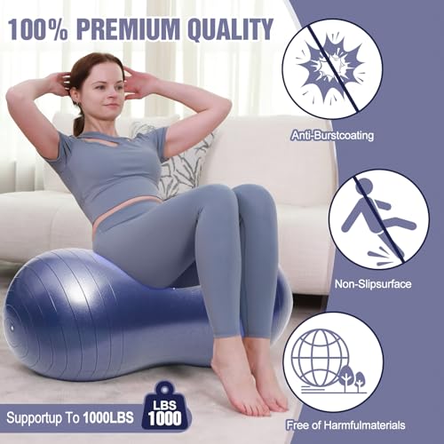 INPANY Peanut Ball - Exercise Ball for Labor Birthing, Anti-Burst Physical Therapy for Kids, Core Strength, Flexible Seating, Home & Gym Fintness, Sensory Chair Wiggle Seat for Boys and Girls - Image 3