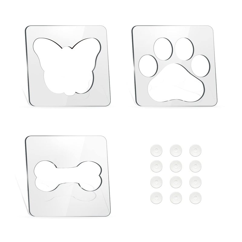3Pcs Free Motion Quilting Rulers and Templates Set Butterfly Pet Footprint Bone Pattern 18 inch Thick Acrylic Quilting Templates for Domestic Sewing Machines with NonSlip Grips Style B