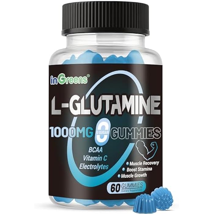 inGreens L-Glutamine Gummies 1000mg with BCAA, Potassium, Magnesium & Vitamin C, Muscle Recovery, Endurance Support & Daily Nutrition, Portable Supplement for Men＆Women, Lime Grapefruit Flavor, 60 Count - Image 1