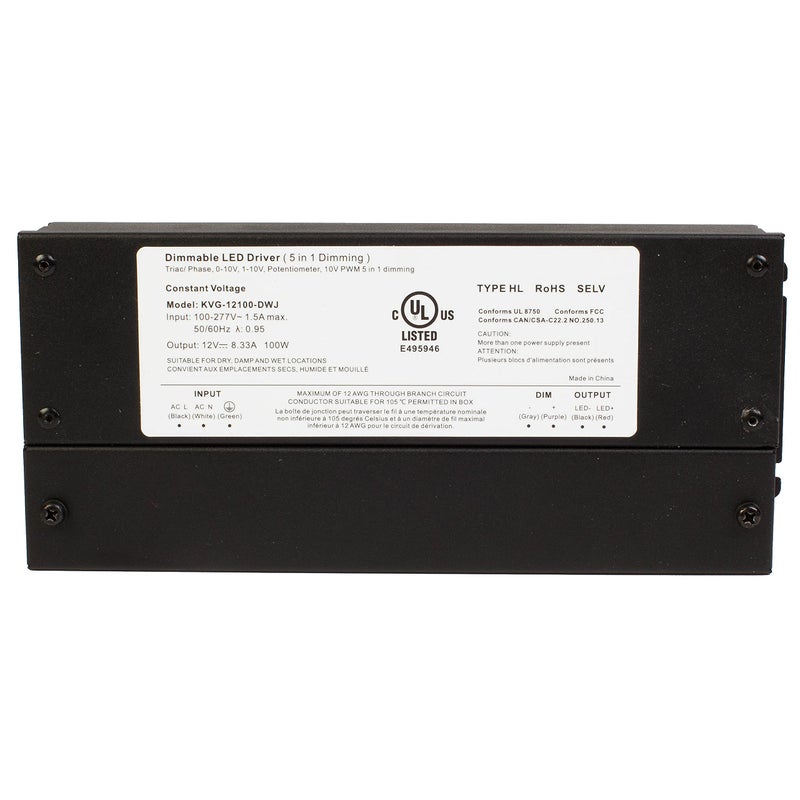 LEDUPDATES Dimmable LED Driver, UL Listed 12V 100w 8.33A TRIAC / 0-10v PWM/Potentiometer Power Supply Driver - Image 2