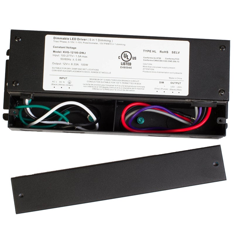 LEDUPDATES Dimmable LED Driver, UL Listed 12V 100w 8.33A TRIAC / 0-10v PWM/Potentiometer Power Supply Driver - Image 1