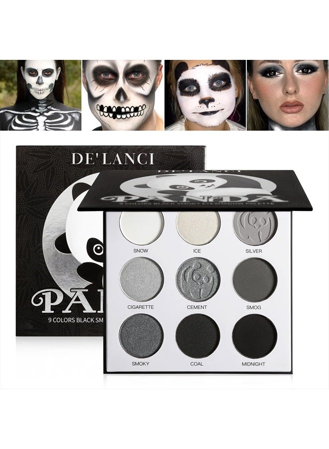Afflano Gray Eyeshadow Palette Black Grey White Silver, Blendable Smokey Eye Eyeshadow Palette,Long Lasting Smoky Eyeshadow for Halloween SFX Clown Skull Goth Makeup Palette Look,Dark Eye Shadow Pallet- Panda - Image 1