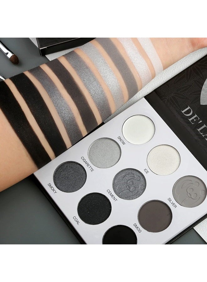 Afflano Gray Eyeshadow Palette Black Grey White Silver, Blendable Smokey Eye Eyeshadow Palette,Long Lasting Smoky Eyeshadow for Halloween SFX Clown Skull Goth Makeup Palette Look,Dark Eye Shadow Pallet- Panda - Image 5