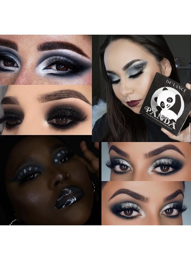 Afflano Gray Eyeshadow Palette Black Grey White Silver, Blendable Smokey Eye Eyeshadow Palette,Long Lasting Smoky Eyeshadow for Halloween SFX Clown Skull Goth Makeup Palette Look,Dark Eye Shadow Pallet- Panda - Image 2