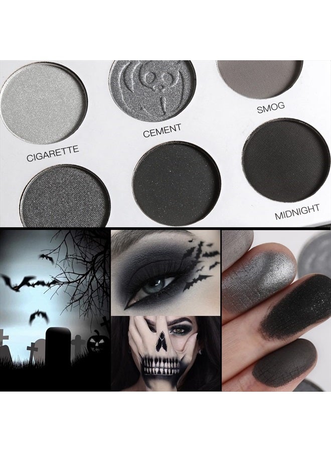 Afflano Gray Eyeshadow Palette Black Grey White Silver, Blendable Smokey Eye Eyeshadow Palette,Long Lasting Smoky Eyeshadow for Halloween SFX Clown Skull Goth Makeup Palette Look,Dark Eye Shadow Pallet- Panda - Image 4