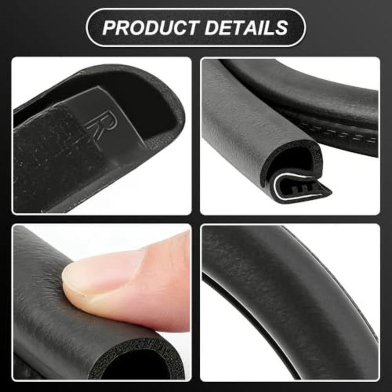 2PCS 2.62Ft Adjustable Automotive Weather Stripping Door Seal, B Pillar Seal, Thickened Rubber Edge Trim with U-Shaped Metal Clips, B Pillar Soundproof Sealing Strips Universal for Most Cars - Image 3