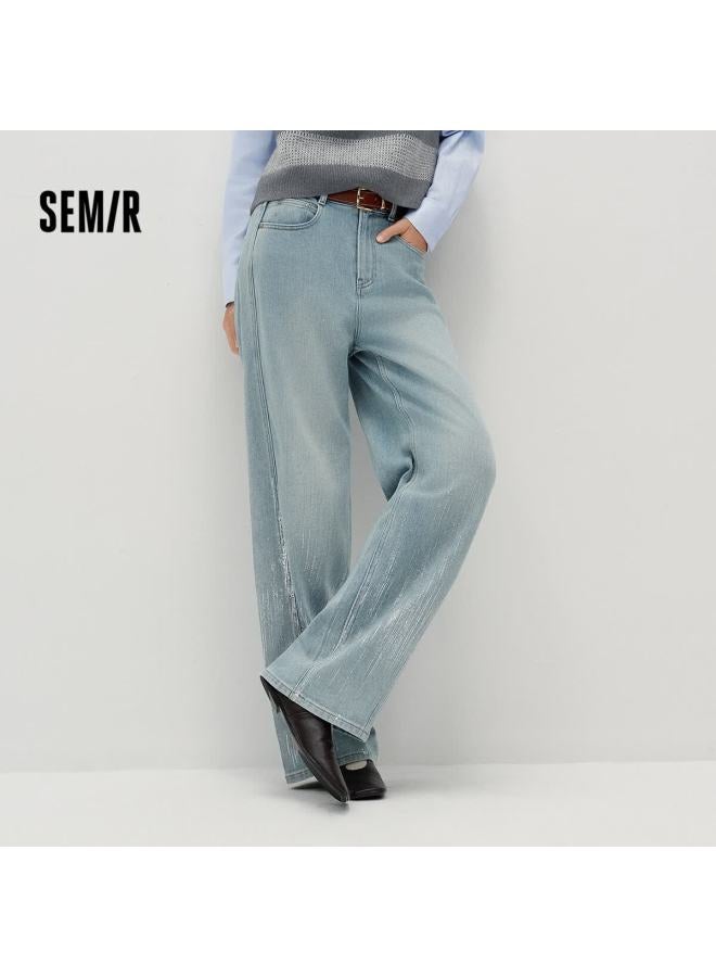 Semir Women's Winter High-waist Semi-elastic Waist Wide-leg Jeans Model 103725124001a - Image 1