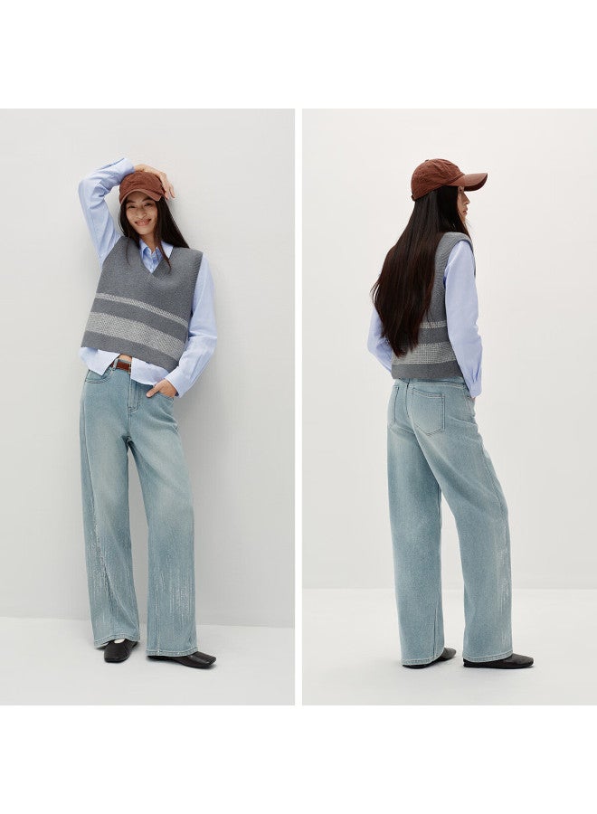 Semir Women's Winter High-waist Semi-elastic Waist Wide-leg Jeans Model 103725124001a - Image 2