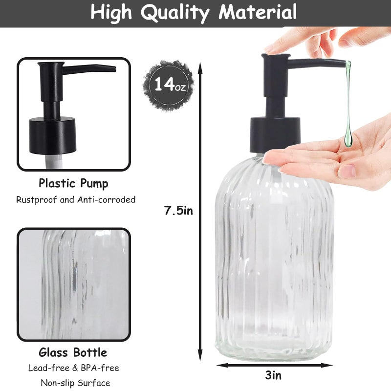 YYTSGG Clear Glass Soap Dispenser With Black Plastic Pump  13.5Oz Refillable Liquid Hand Soap Dispenser  Lotion Dish Soap Dispenser For Modern Home Decor  Bathroom  Kitchen Countertop  Hotel - Image 2